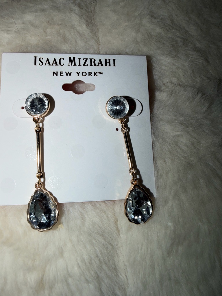 Isaac Mizrahi Gold-Tone Clear Crystal Teardrop Dangle Earrings 20$